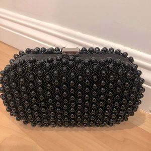 Santi black beaded evening bag/clutch
